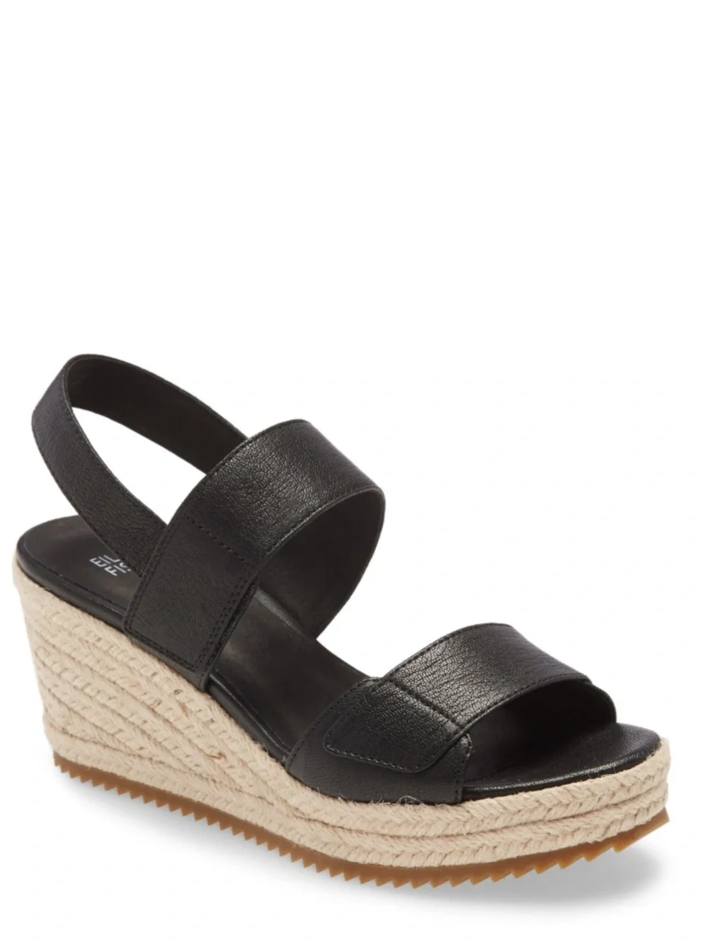 Eileen Fisher Women's Winnie Espadrille Wedge Sandal in Black Leather